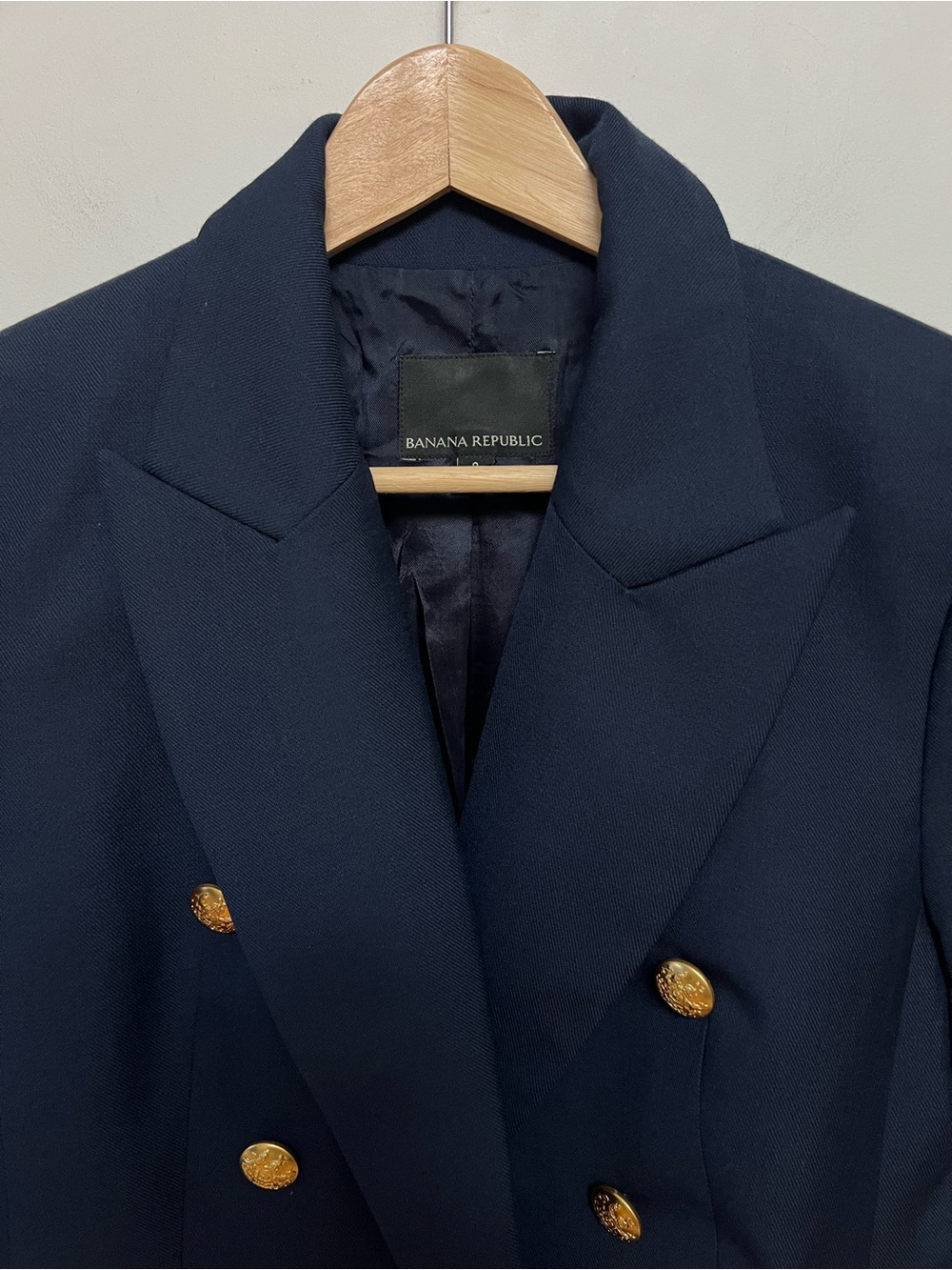 Banana Republic Navy Double-Breasted Blazer with Gold Buttons - Picture 3 of 11